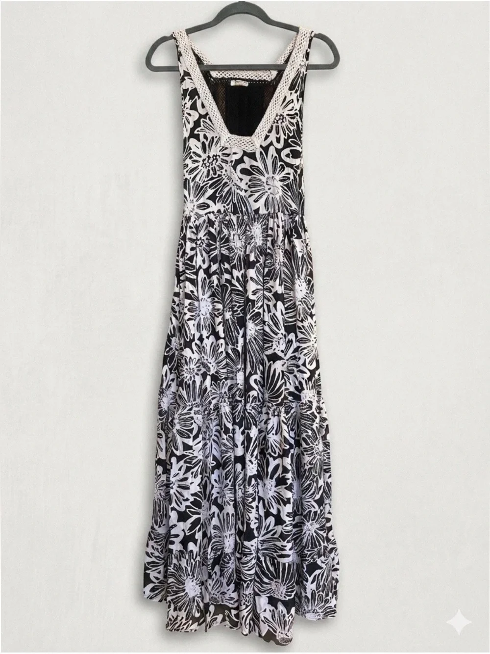 Free People Tiers For You Floral Maxi Dress NWOT Black Pink XS